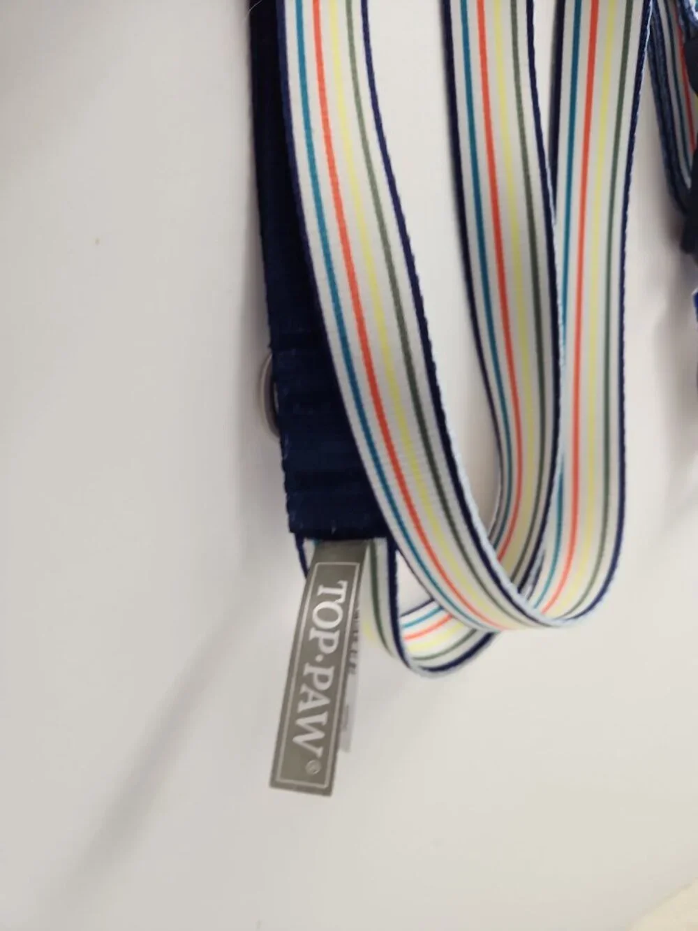 Nylon Dog Collar size Large and Matching Leash 4ft Rainbow Stripe Top Paw new